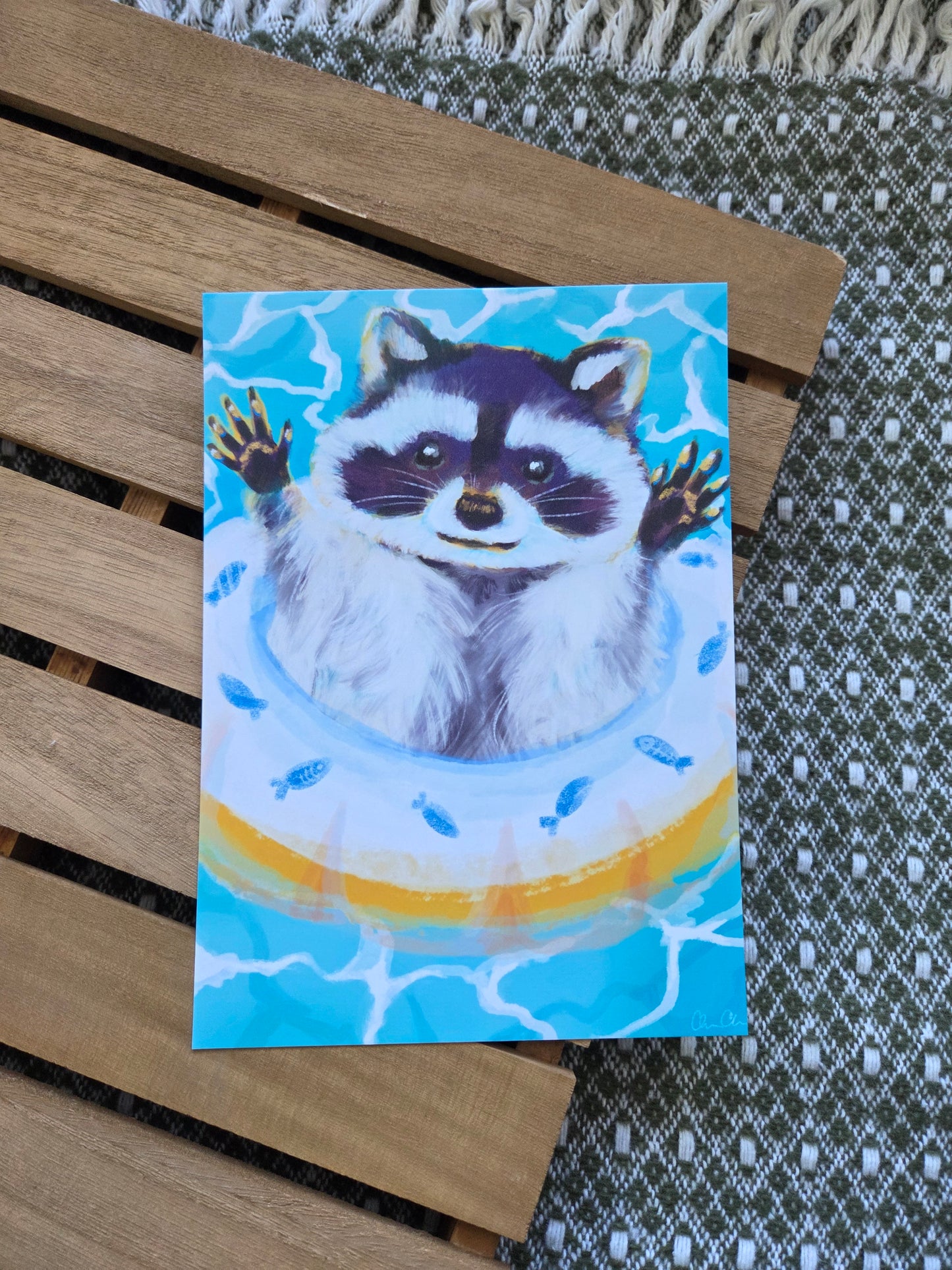 ✿ Summer Raccoon 5"x7" Art Print