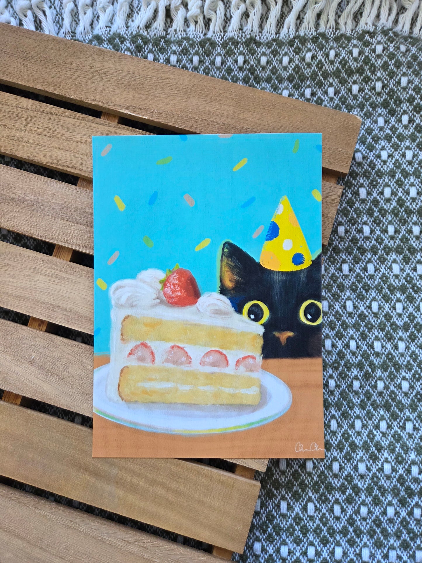 ✿ Birthday Cat 5"x7" Art Print