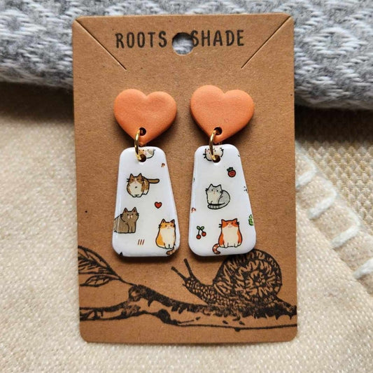 Charming Cats Handmade Polymer Clay Earrings