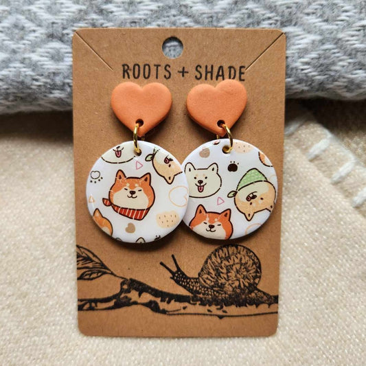 Shiba Inu Love Handmade Polymer Clay Earrings