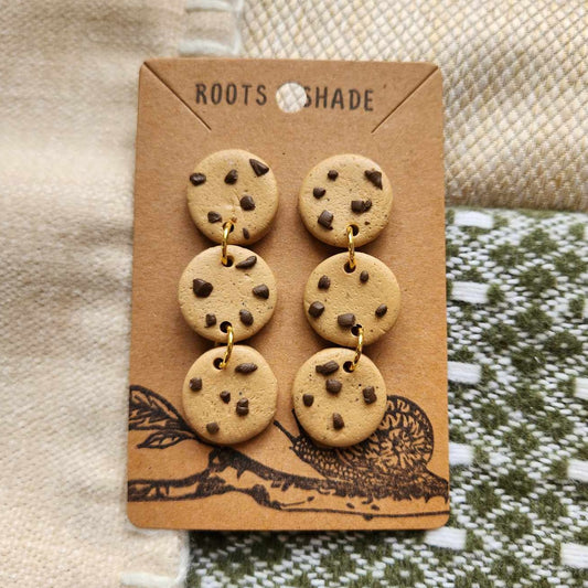 Chocolate Chip Cookie Long Dangle Handmade Polymer Clay Earrings