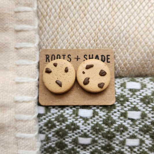 Chocolate Chip Cookie Handmade Polymer Clay Stud Earrings