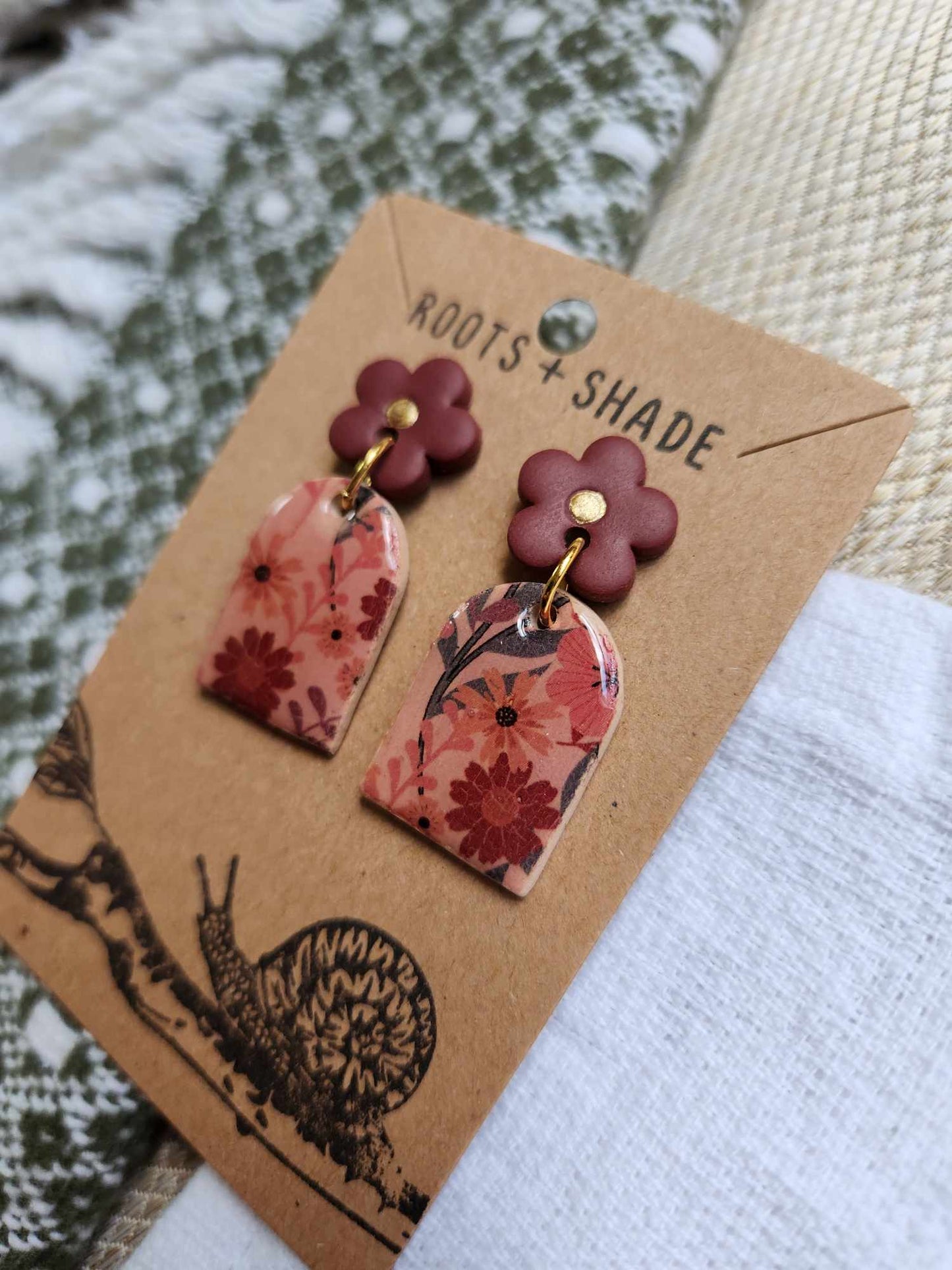 Fanciful Floral Handmade Polymer Clay Dangle Earrings