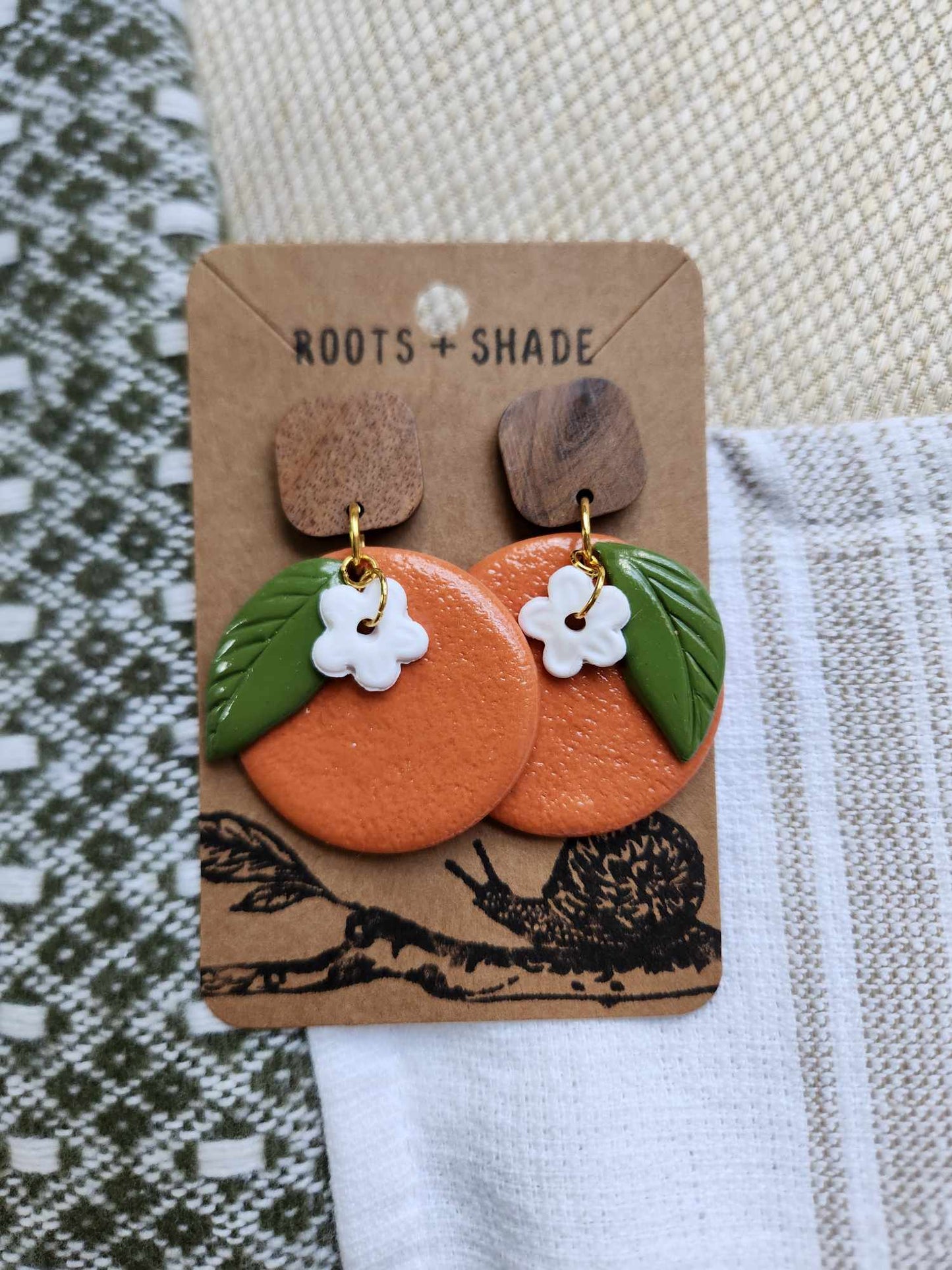 Orange Flower Handmade Polymer Clay Dangle Earrings