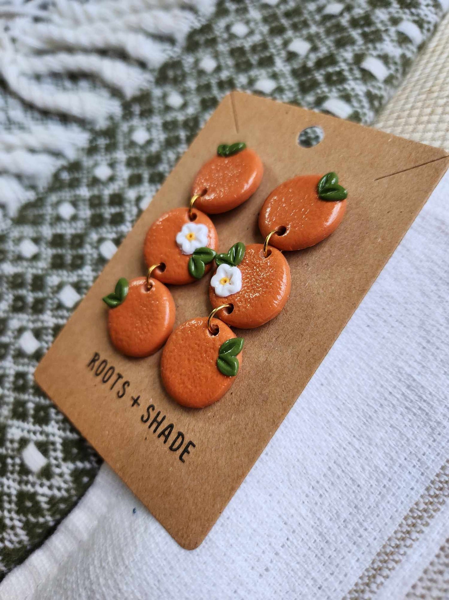 Tiny Tangerines Handmade Polymer Clay Dangle Earrings