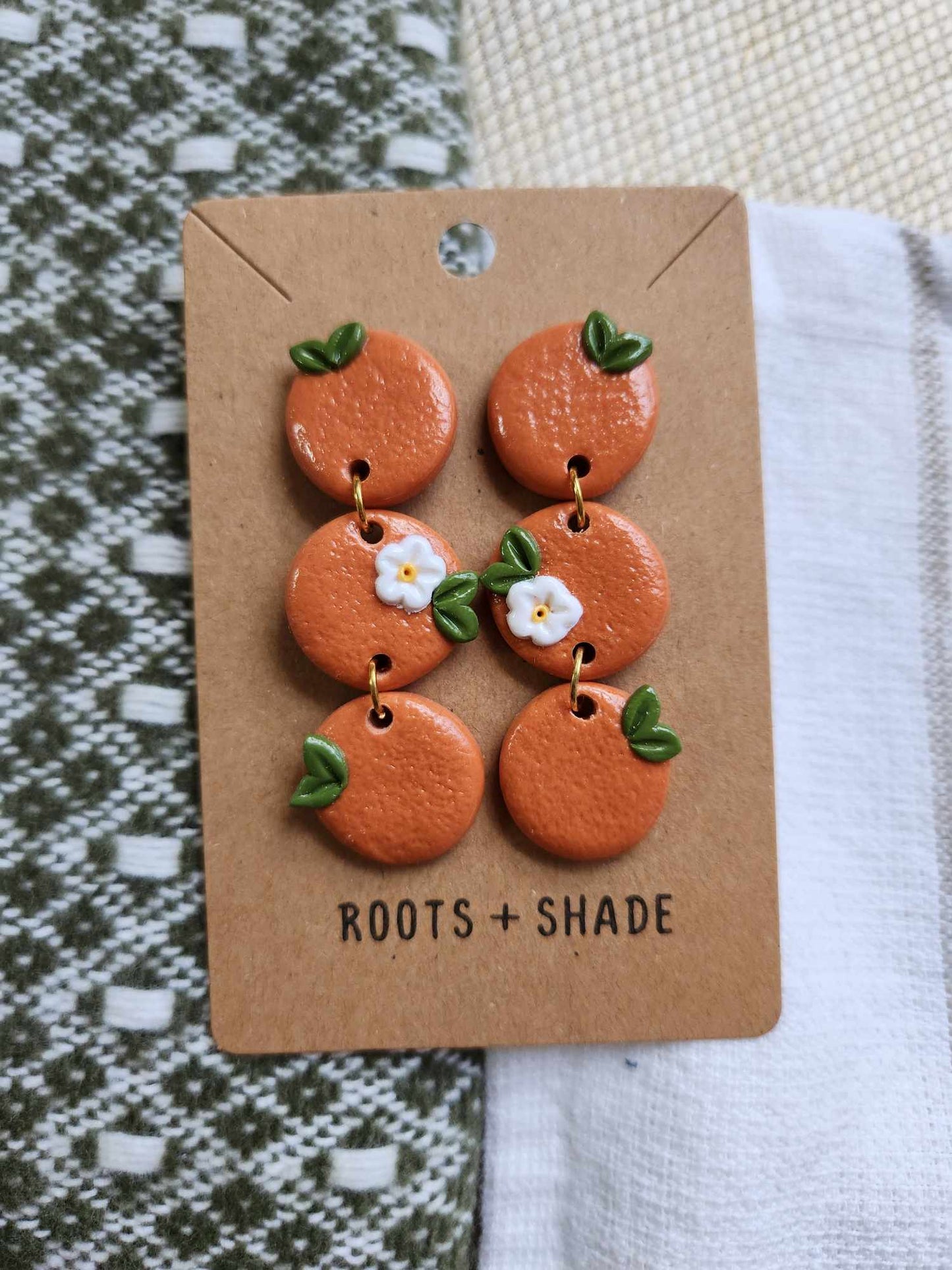 Tiny Tangerines Handmade Polymer Clay Dangle Earrings